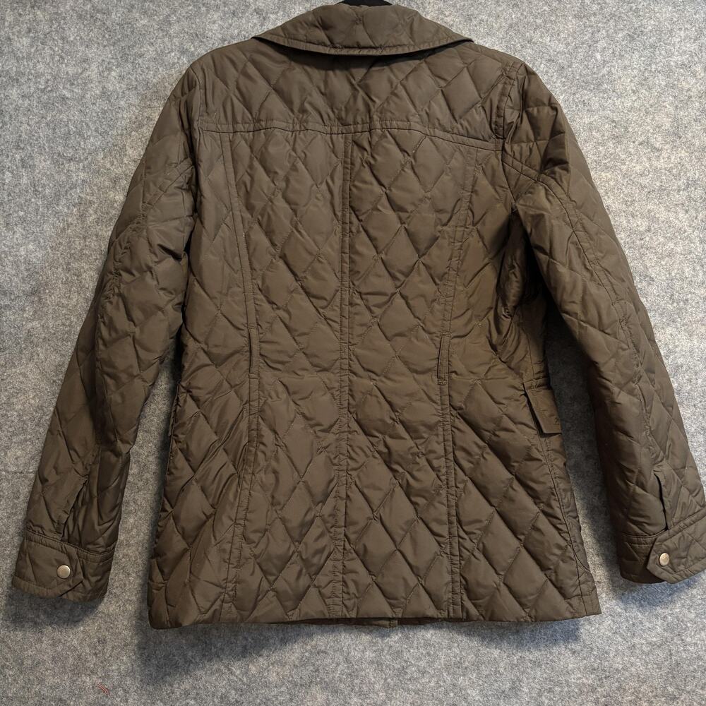 J Crew Jacket Womens Size Medium Green Quilted Down Snap Pockets Mid Length Coat - Picture 6 of 14